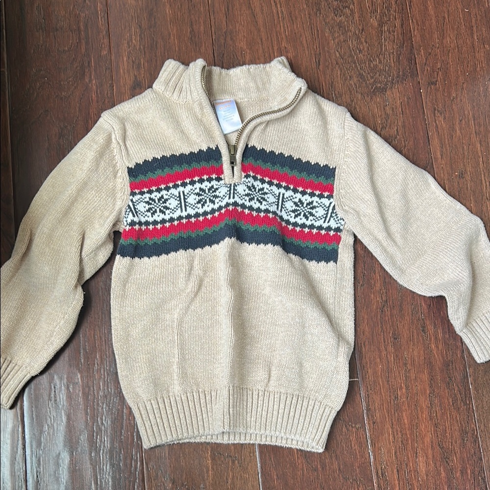 Kids Tan and Black Sweater with Red Accents